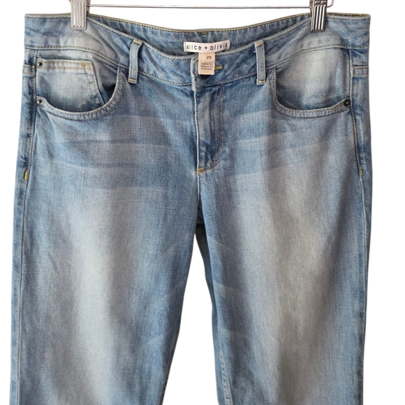 Alice + Olivia Tasha Crop Jeans Women Raw Cut Hem Stretch Mid Rise Denim Sz 29 - Picture 11 of 16